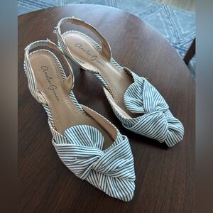 Striped Women's Flats with Bow Accent